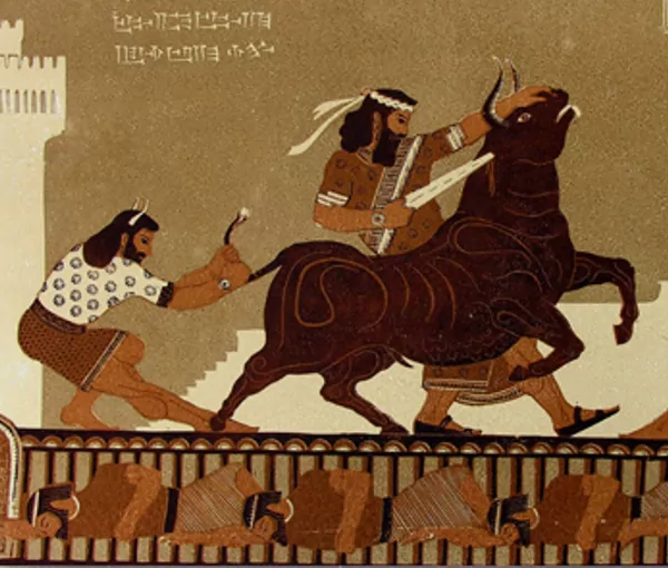 Gilgamesh y Enkidu vs Toro del Cielo